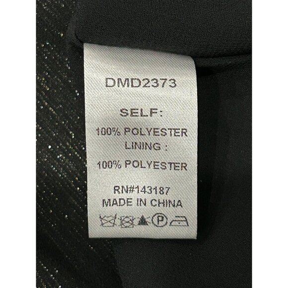 Metallic Black Gold Striped Midi Dress Adjustable Tie Waist Spaghetti Strap Sz S - Picture 7 of 10